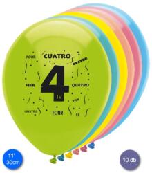  Évszámos 4. gumi lufi 30 cm-es 10 db-os csomag vegyes színekkel