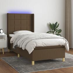 vidaXL barna szövet rugós és LED-es ágy matraccal 80 x 200 cm (3138832)