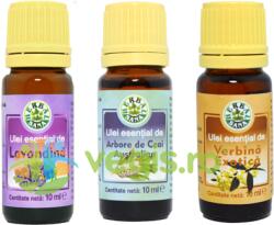 Herbavit Pachet Uleiuri Esentiale de Aromoterapie: Ulei de Lavandina (Lavanda) 10ml + Ulei de Tea Tree (Arbore de Ceai) 10ml + Ulei de Verbina Exotica 10ml