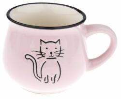 4home Cană ceramică Cat 230 ml, roz