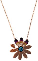 Flippy Colier Argint 925, Margareta cu Zirconii Multicolore Placat cu Aur Roz 50 cm (teo-102823)
