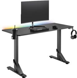 StableDesk Birou Gaming StableDesk Arena RGB, Iluminare LED, Suport pahar, Suport casti, Ajustabil pe inaltime 71/76/81cm, Blat 136x60cm (SD-106-NE)