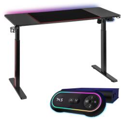 StableDesk Birou Gaming reglabil electric StableDesk Pro Arena RGB, Iluminare LED, Mousepad, Suport pahar, Suport casti, Blat 140x60cm (SD-111-NE)
