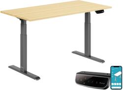 StableDesk Birou reglabil electric StableDesk Pro, 2 motoare, Ridica 125 kg, Organizator cabluri, Touchscreen, Aplicatie pentru Telefon, Cadru Negru mat, Blat Ma (SD-101-NE-D-ST-150x75)