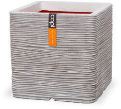 Capi Europe Capi Square Rib virágcserép, 30x30x30 cm - elefántcsont (KOFI902)