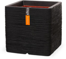 Capi Europe Capi Square Rib virágcserép, 40x40x40 - fekete (KBLR903)