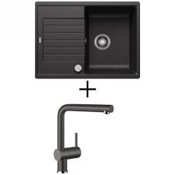 BLANCO ZIA 45 S Compact EXCENTERREL + BLANCO Linus CSAPTELEP - fekete (526008 + 526149)