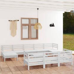 vidaXL Set mobilier de grădină, 11 piese, alb, lemn masiv de pin (3083390) - comfy