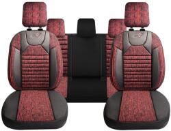 Panda Set Huse Scaune Auto pentru Audi A5 - Panda PSC02, material textil cu piele ecologica, cu fermoare pentru bancheta rabatabila, visiniu cu negru, 11 piese