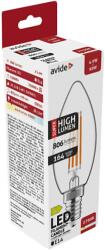 Avide LED Filament Candle gyertya izzó, Super High Lumen 4.9W, E14, 806lm WW 2700K (ABLFC14WW-4.9W-SHL) (ABLFC14WW-4.9W-SHL)