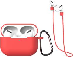 Cellect Airpods Pro szilikon tok, akasztó, zsinór, piros (AIRPODSP-3IN1CASE-R) (AIRPODSP-3IN1CASE-R)