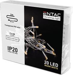 Entac Karácsonyi beltéri füzér 20 LED, meleg fehér, 2m (3x AA) (ECL-20WW) (ECL-20WW)