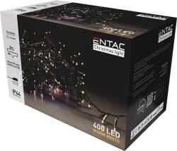 Entac Karácsonyi IP44 400 LED, fürtös fénysor meleg fehér, 8m (ECL-M400WW) (ECL-M400-WW)