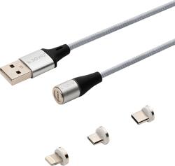 SAVIO 3 az 1-ben mágneses adatkábel, Lightning/Type-C/Micro-USB, 2 méter, ezüst (CL-156) (SAVIO CL-156)