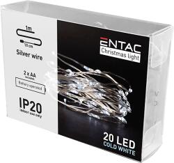 Entac Karácsonyi beltéri drótfüzér, 20 LED, hideg fehér, 1m (2x AA) (ECL-S20CW) (ECL-S20CW)
