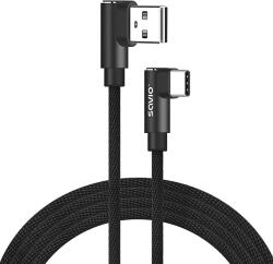 SAVIO USB - Type-C adatkábel, szövetborítás, 90 fokban elfordított csatlakozó, 1 méter (CL-163) (SAVIO CL-163)