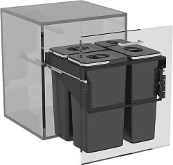 EKOTECH Beépíthető hulladékgyűjtő/kuka FRONT 60 1x7 liter+3x26 liter lágyan záródó (950141606)
