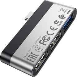 BOROFONE USB Type-C 3 portos mini HUB, 3x USB-A, ezüst (DH1) (DH1)