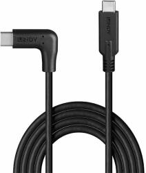 Lindy Кабел LINDY LNY-32019, от USB C(м) към USB C(м), 1.5m, 90° прав ъгъл, черен (LNY-32019)