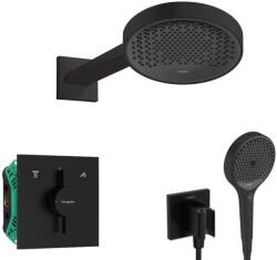 Hansgrohe - Set de duș cu baterie încastrată, cu corp, diametru 25 cm, 3 jeturi, negru mat SANI21HHH405 (SANI21HHH405)