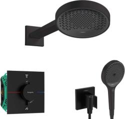 Hansgrohe - Set de duș cu termostat încastrat, cu corp, diametru 25 cm, 3 jeturi, negru mat SANI21HHH407 (SANI21HHH407)