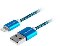 GoGEN Cablu de incarcare si transfer de date , USB la Lightning, 1 metru, impletitura textila, albastru (GOGLIGHTN100MM26) - pcone