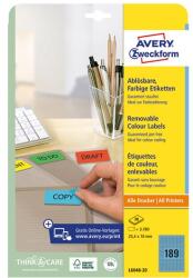 AVERY Etikett AVERY L6048-20 25, 4x10 mm univerzális visszaszedhető kék 20 íves (L6048-20) - vectraline