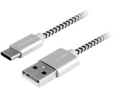 GoGEN Cablu de incarcare si transfer de date USB / USB-C, 1 m, impletitura textila, argintiu (GOGUSBAC100MM24) - pcone