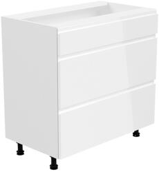 TEMPO KONDELA Alsószekrény, fehér/fehér extra magasfényű, AURORA D80S3 - sprintbutor