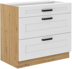 TEMPO KONDELA Alsó szekrény, fehér/artisan tölgy, LULA 80 D 3S BB - sprintbutor