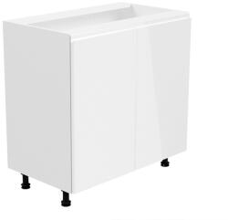 TEMPO KONDELA Alsószekrény, fehér/fehér extra magasfényű, AURORA D80 - sprintbutor