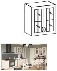 TEMPO KONDELA Felsőszekrény üveggel, fehér/északi sosna, ROYAL G60S - sprintbutor