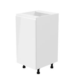 TEMPO KONDELA Alsószekrény, fehér/fehér extra magasfényű, balos, AURORA D40 - sprintbutor