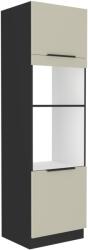TEMPO KONDELA Magas szekrény sütőhöz és mikrohullámú sütőhöz, cashmere/fekete, ARAKA 60 DPM-210 2F - sprintbutor