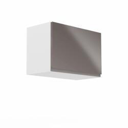 TEMPO KONDELA Felsőszekrény, fehér/szürke extra magasfényű, AURORA G60K - sprintbutor - 31 900 Ft