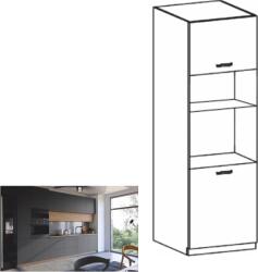 TEMPO KONDELA Magas sütő és mikrohullámú sütő szekrény, artisan tölgy/szürke matt, LANGEN D60PM - sprintbutor