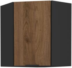 TEMPO KONDELA Felső sarokszekrény okapi dió/fekete, MENZO 60x60 GN-72 1F - sprintbutor