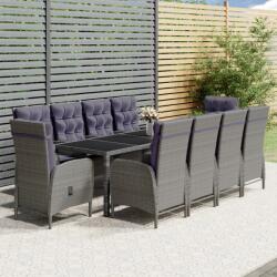 vidaXL 11 részes szürke polyrattan kerti étkezőgarnitúra (3058558) - vidaxl