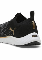 PUMA Softride Remi Slip-on Knit női futócipő PUMA Black Gold Cool Dark Gray fekete|szürke|sárga