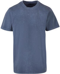 Build Your Brand Unisex felnőtt savas mosás kerek nyakú póló 2XL kék