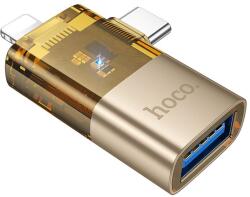 hoco. UA36E adapter - Lightning / Type-C (USB-C) / USB - OTG adapter, arany