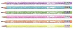 Kores Set Creioane Grafit KORES, cu radieră, HB, triunghiulare, KORES "Grafitos Style Pastel (92803)