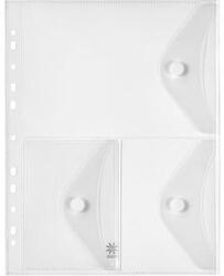 VIQUEL Irattartó tasak, A4, PP, patentos, 3 rekeszes, VIQUEL Pockets , áttetsző (478016-08) - kellekanyagonline