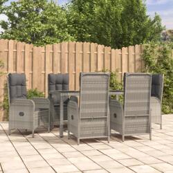vidaXL 7 részes szürke polyrattan kerti étkezőgarnitúra párnával (3185026)