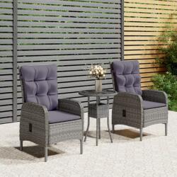 vidaXL 3 részes szürke polyrattan kerti bisztrószett (3058542)