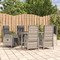 vidaXL 7 részes szürke polyrattan kerti étkezőgarnitúra párnával (3185036)