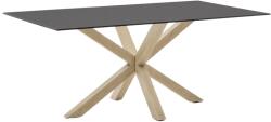 Kave Home Matt fekete üveg étkezőasztal Kave Home Argo 180 x 100 cm természetes fém talppal (LF-C430C01)