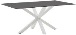 Kave Home Matt fekete üveg étkezőasztal Kave Home Argo II. 200 x 100 cm fehér fém talppal (LF-C360C01)