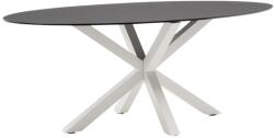 Kave Home Matt fekete üveg étkezőasztal Kave Home Argo 200 x 100 cm fehér fém talppal (LF-CC1356C01)
