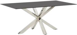Kave Home Matt fekete üveg étkezőasztal Kave Home Argo 180 x 100 cm rozsdamentes acél talppal (LF-C359C01)